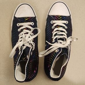 Converse All Star Rainbow Star Black High-Top Sneakers White Laces